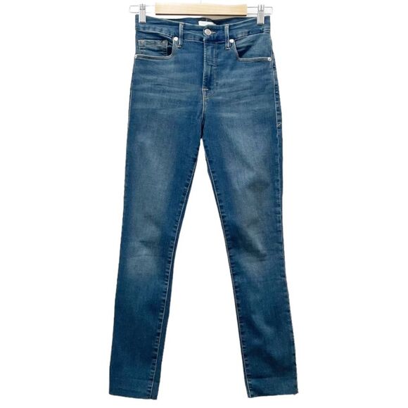 Good American Jeans Good Waist Crop Ankle Raw Edge Blue Wash Women’s Size 25 | 0 - Picture 2 of 15